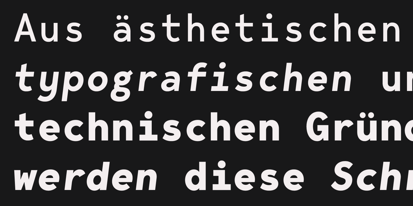 Ejemplo de fuente Bergen Mono SemiBold Italic